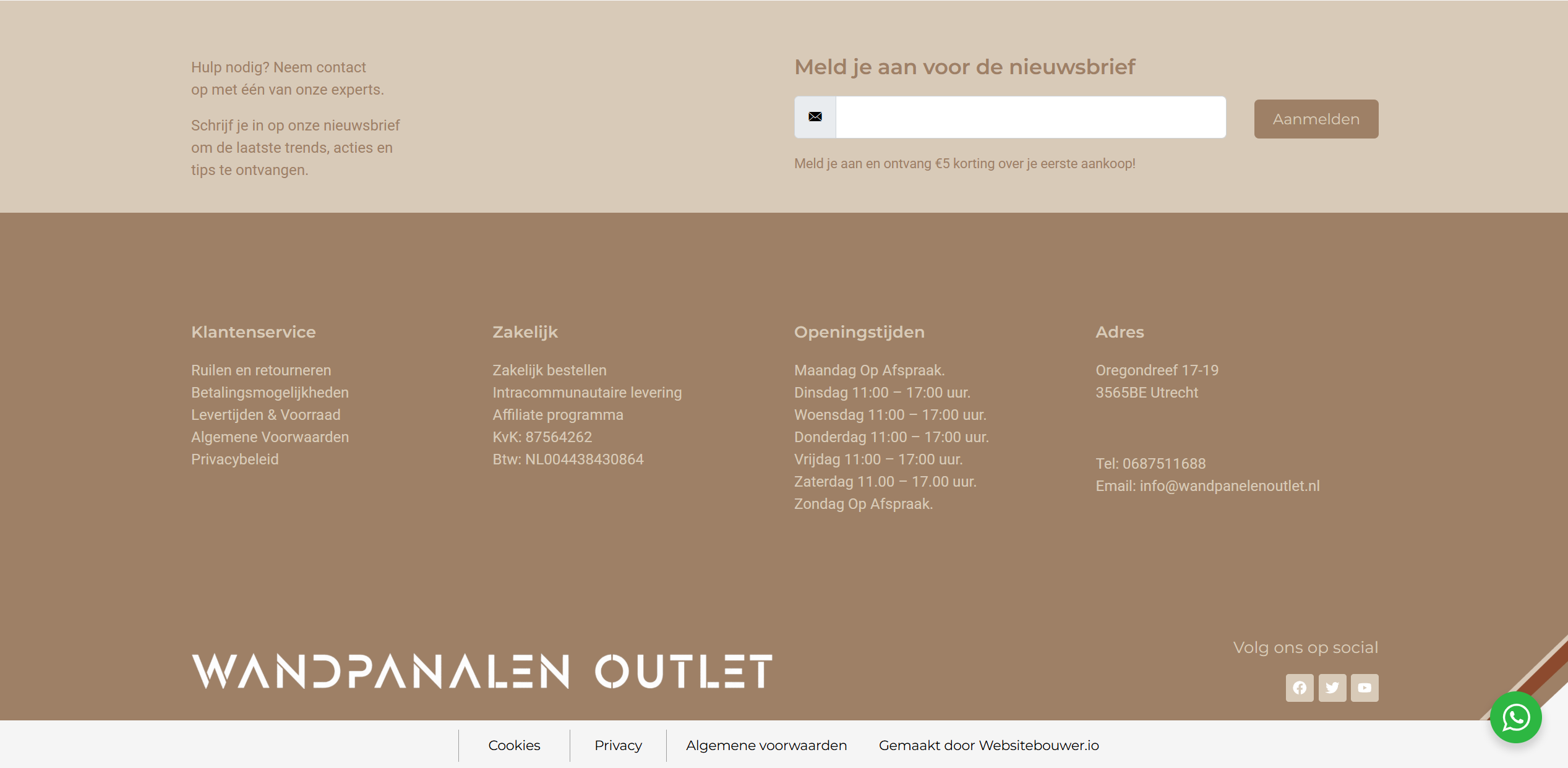 Footer en navigatie Wandpanelenoutlet